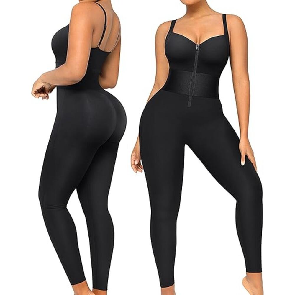 NWT SHAPELLX Jumpuit Tummy Control Shapewear Jumpsuit Black Size XL